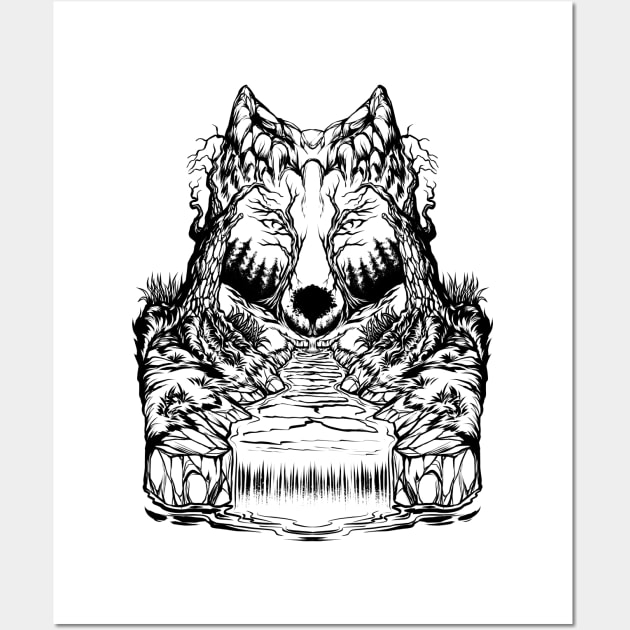 Wolf Spirit Lord Of The Forest Wall Art by MimimaStore